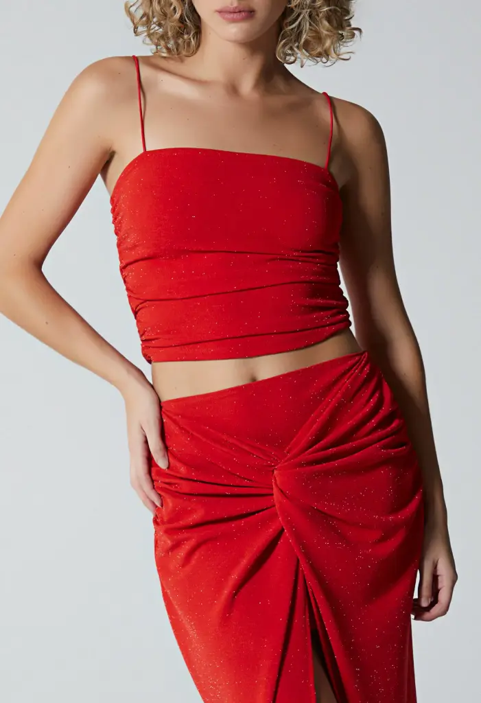 Conjunto falda larga y blusa de tira para mujer